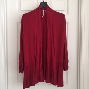 NY Collection Women’s Cardigan M Red Long Sleeves Soft